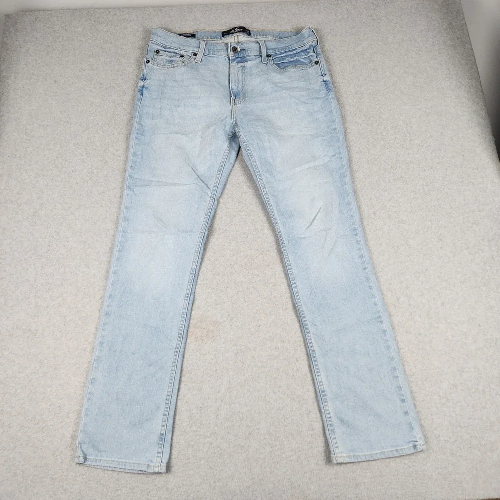 Hollister Epic Flex Slim Straight Jeans Mens 32x32 Blue Denim Cotton Stretch